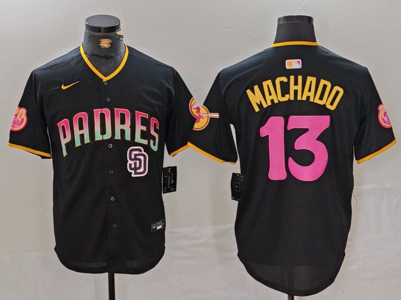 Men San Diego Padres #13 Machado Black Jointly 2024 Nike MLB Jersey style 2